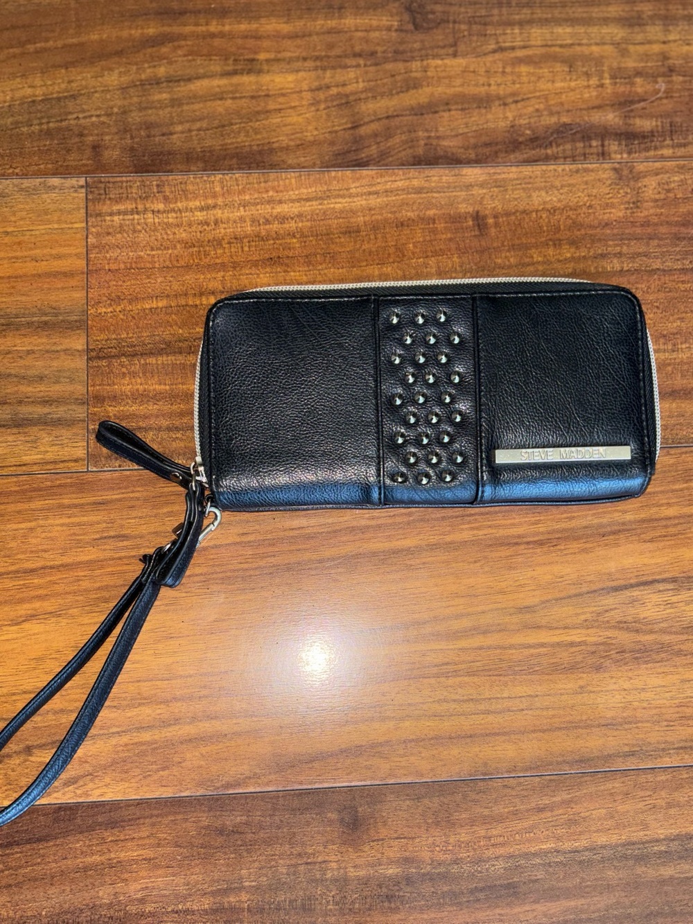 Steve Madden Black Studded Zip Wallet Wristlet